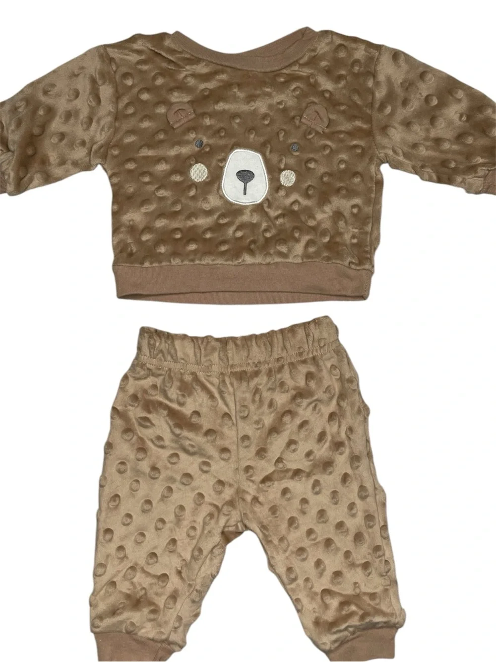 Le Top Brown Plush Bear Applique Pajama Set